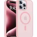 KCQNine Magnetic for iPhone 15 Pro Max Case[Compatible with MagSafe][Military-Grade Drop Protection][Anti-Yellowing]Shockproof Protective Translucent Matte Cover for iPhone 15 Pro Max Phone Case,Pink