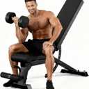 Adjustable Weight Bench for Home Gym, Heavy-Duty Incline Decline Bench with 12 Backrest Positions, 4 Seat Heights and 4 Leg Holder Settings, Commercial-Feel Strength Training Bench