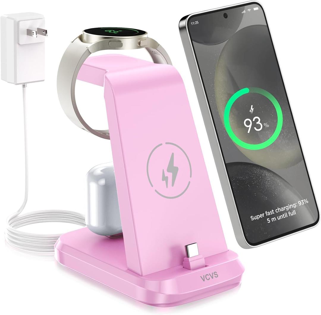 VCVS 36W USB C Super Fast Charging Station for Samsung Phones Watches Earbuds, 3 in 1 Charger for Samsung Galaxy Watch Ultra/ 7/ 6/ 5/ 4/ 3, Galaxy S24/ S23/ S22/ 21/ 20, Note20/ 10, Z Fold/ Flip 5/ 4, USB-C Buds