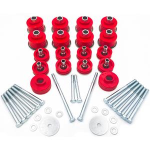 1999-2007 F250 F350 Body Cab Mounts, KF04058BK Body Mount Bushing Kit, Cab Bushing Kit, Steel Sleeves & Hardware (Red)
