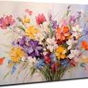 Colorful Flower Canvas Wall Art Yellow Orange Purple Wildflower Painting Prinrts for Teen Girls Room Decor Botanical Picture Floral Poster Modern Framed Artwork Bathroom Bedoom Home Decoration 12"x16"