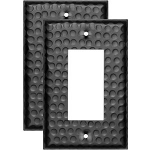 Monarch Abode Rocker Light Switch Cover Plate 1-Gang Matte Black Decorator Wall Plates, Hand Hammered Decorative Outlet Covers Wall Plates for Receptacle, GFCI Electric Outlet Cover, Pack of 2