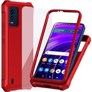 Ailiber for BLU View Speed 5G B1550VL Phone Case with Screen Protector, Dual Layer Structure Protection, Shockproof Corners TPU Bumper, Heavy Duty Silicone Protective Slim Cover for BLU View Speed-Red