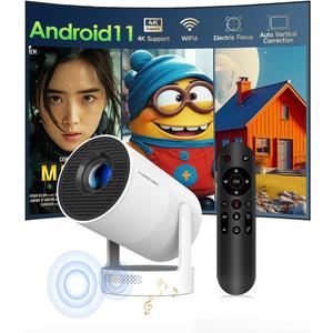 Electric FocusMagcubic Mini Projector 4K Support, Portable Projector with WiFi 6 and Bluetooth 5.4, Smart Proyector, 5W Soundbase Speaker, 180 Rotation for Home Theater HY300 Ultra