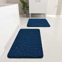 YIHOUSE Bathroom Rugs Mat Set 2 Piece Dark Blue, Memory Foam Bath Mats Sets, Non Slip Water Absorbent Washable Bath Rugs for Sink, Toilet and Floor