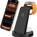Anlmz 3 in 1 Charging Station for iPhone, Wireless Charger for iPhone 17 16e 16 15 14 13 12 11 X Pro Max & Apple Watch - Wireless Charging Station for AirPods 4 3 Pro, Black