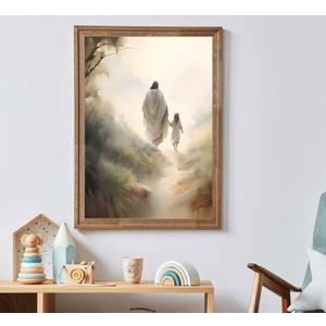 Jesus Wall Art Picture Christian Canvas Poster Prints Follow Me Painting Wall Decor for Living Room Kids Room Bedroom 16x24in Unframed