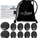 Maxdee Hot Stones Massage Set: 10 Small Hot Massage Stones for Professional or Home Spa Use, Ideal for Relaxation, Pain Relief, and Healing, 1.6" (8 PCS - 1.2 x 1.6 Inch + 2 PCS - 1.6 x 1.6 Inch, Black)