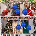 Zubebe 4 Pcs 8" Giant Fillable Christmas Ornaments with Ribbons Oversized Matte Plastic Xmas Balls for Outdoor Yard Decor, Tree Hanging(Blue)
