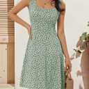FENSACE Summer Dresses for Women Sleeveless Knee Length Floral Tank Dress (Green, XL)