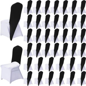 40 Pcs Chair Cap Covers Spandex Chair Hood Sash Hat Bands Folding Stretch Elastic Cover for Wedding Holidays Banquet Party Celebration (Black)
