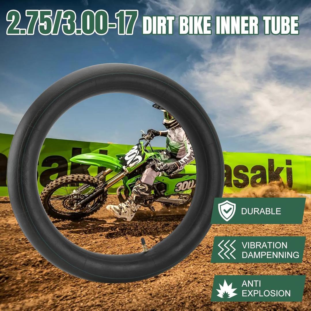 3.00-17 Inner Tube for Dirt Bike Tires 2.75/3.00-17 Replacement Inner Tubes Compatible with Honda Trail, Baja Motorsports, 110cc, 125cc, and 140cc Off-road Bikes - 1 Pack