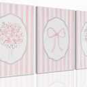 Pink Floral Canvas Prints Pink Striped Flower Wall Art 3 Piece 16x24in