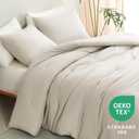 CozyLux Full Size Comforter Set Beige, 3 Pieces Solid Breathable Quilted Bedding Sets, Luxury Lightweight Soft Bed Set with Down Alternative Comforter and 2 Pillowcases for All Seasons