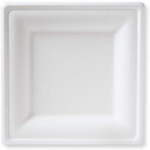 Susty Party 10-Inch Compostable Square Plates (50-Count), Sugarcane Heavy Duty Disposable Biodegradable Plate for Dinner, White