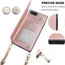 Bocasal Crossbody Wallet Case for iPhone 7 Plus/8 Plus Credit Card Holder PU Leather Kickstand Shockproof Detachable Cross Body Strap Lanyard Magnetic Closure 5.5 inch(Rose Gold)