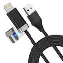 2 x Magtame StayCable USB A to Lightning Cable with Magnetic Keeper 3.3FT, Fast Charging and Data Sync, Braided Anti-Tangle Cord for Phone 12,13,14, Desk Accessories Original Design
