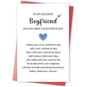 3 x Romantic First Year Valentines Day Card for Boyfriend, Gift for 1st Valentines Day with Boyfriend, Happy Valentines Card from Girlfriend
