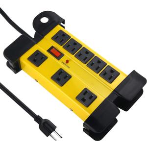 CCCEI Heavy Duty Surge Protector - 8 Outlet Power Strip with 1200 Joules, Metal with 6FT Extension Cord and Wide Spaced, Yellow