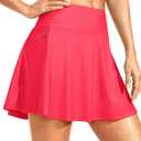 Kayrth Women's High Waisted Swim Skirt with Zipper Pockets Tummy Control Bathing Suit Swimsuit Tankini Bottoms (Large, Watermelon)