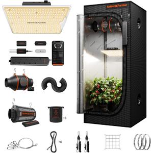 Spider Farmer 2x2x5ft Grow Tent Kit with GGS AC5 Power Strip Complete System, SF1000D Full Spectrum LED Grow Light 24"X24"X55" Indoor Tent with 4" Ventilation System