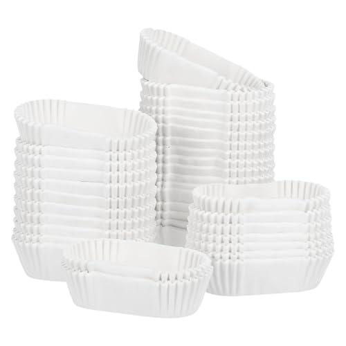 Pack Of 6 Cabilock 1000Pcs Mini Cupcake Liners, Rectangle Oil-Proof Cup Cake Liners, White Disposable Baking Paper Cups for Muffin, 6"