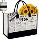 TrophyToast Birthday Gifts for Women - 60/70/80th Birthday Decorations, Canvas Beach Tote Bag, Unique Present for Mom Wife