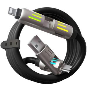 240W 4-in-1 Multi USB Charging Cable with LED Indicator, Fast Charging & Data Sync, USB-A, USB-C, iOS Connectors for iPhone, Samsung, Laptop, 4FT (Rich Black)