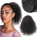 isheeny Drawstring Ponytail for Black Women, Curly Human Hair 12Inch to Add Length & Fullness, Perfect for Women Natural 4A 4B 4C Hair Textures