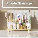 YOOLENS Electric Toothbrush Holder for Bathroom Countertop 5 Metal Slots Toothpaste Razor Mouthwash Organizer, Gold