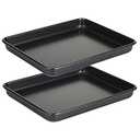 11 Inch Baking Sheets Pan Nonstick Set of 2, Walooza 1-inch Deep Baking Trays, 11X9 Inch Cookie Sheet Replacement Toaster Oven Tray, Non Toxic & Heavy Duty & Easy Clean