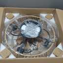 20" Caged Ceiling Fans with Lights and Remote, Boho Flush Mount Ceiling Fan with Light, Low Profile Chandelier 6 Speed Bladeless Reversible Ceiling Fan w/ 4 Bulbs. for Living Room Bedroom.