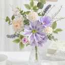 Small Artificial Flowers in Vase - 14.1" Mini Purple Silk Fake Floral Arrangement, Faux Flower Bouquet for Home Decor, Dining/Coffee Table Centerpiece, Office/Bathroom/Farmhouse Decoration