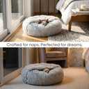 Himax Small Cat & Dog Bed with Cover, Calming Dog Bed for Small Dogs,Anti-Anxiety Donut Dog Bed with Attached Blanket,Washable Round Fluffy Pet Bed (20"/26"/35")Light Grey