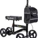BlessReach Knee Scooter Walker for Adults Foot Injuries Ankle Surgery, Knee Scooters for Adult, Foldable Steerable with Dual Handbrake, Height Adjustable Handle & Knee Pad, 300 lbs CapacityBlack
