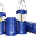 Lichamp LED Camping Lantern, 4 Pack Battery Powered Flashlight for Power Outages, Portable Collapsible Hanging Light Essential for Home, Outdoor, Emergency Lamp Survival Kit Gear for Hurricane, Blue
