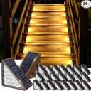 Solar Step Lights for Outside,24pack Solar Stair Lights Outdoor Waterproof IP67,Outdoor Deck Step Light,Solar Outdoor Lights for Staircase,Patio(Warm Brown)