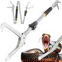 Snake Grabber Tool, 69" Snake Tongs Grabber for Rattlesnake Heavy Duty Professional Folding Snake Feeding Tongs Wide Jaw Snake Handling Tool Long Hndle Stainless Steel Tube Sponge Handle, Black/Yellow