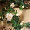 5.9FT Bendable Rose Flower Garlands, Artificial Silk Wild Roses Vine Hanging Flowers for Wall Fireplace Fence Table centerpieces Trellis Wedding Indoor Outdoor Spring Decor (Champagne, 2)