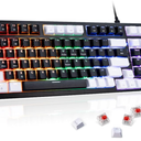 Mechanical Gaming Keyboard, Full Key Compact Wired RGB Backlit Light Up, Red Switches Hot Swappable USB C Creamy Sounding Silent White Mechanical Keyboard for PC MAC