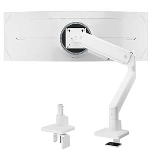 monTEK Single Monitor Arm for Max 45 Inch Ultrawide Screens Adjustable Monitor Desk Mount Holds 35 Lbs Cable Management with C Clamp/ Grommet Desk Mount, VESA 75/ 100mm, MA1007WH