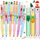 Spiareal 24 Pcs Christmas 3-in-1 Highlighters Pens Bulk Multicolor Xmas Highlighter Marker Christmas Tree Santa Claus Snowman Fluorescent Pens for Holiday Gifts Xmas Stocking Fillers (Cute Style)