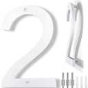 8 Inch Large Floating House Numbers, White Modern House Number for Outside, Home Address Numbers for Outdoor Garage Gate Wall Street (2)