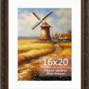 16x20 Picture Frame With White Mat, Ornate Vintage Finish, Dark Brown | Wall Frame 16 x 20 or Matted to 12x16 Photo, Photo Frame With Plexiglass for Wall Display