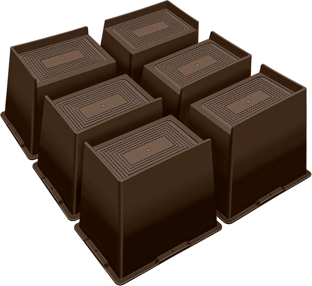 ANNKUT Bed Risers 6 Inch Heavy Duty,Oversized Couch Risers, Extra Wide Furniture Risers for Sofa Table Desk Headboard Chair Lifting,Rectangle Risering Blocks Support 6000 lbs(6 Pack Brown)