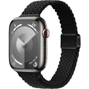 Slim Braided Nylon Band Compatible with Apple Watch Bands 42mm 41mm 40mm 38mm 40mm 44mm 45mm 46mm Women, Soft Thin Nylon Sport Loop Strap for iWatch Series 11 10 9 8 7 6 SE 5 4 3 2 1