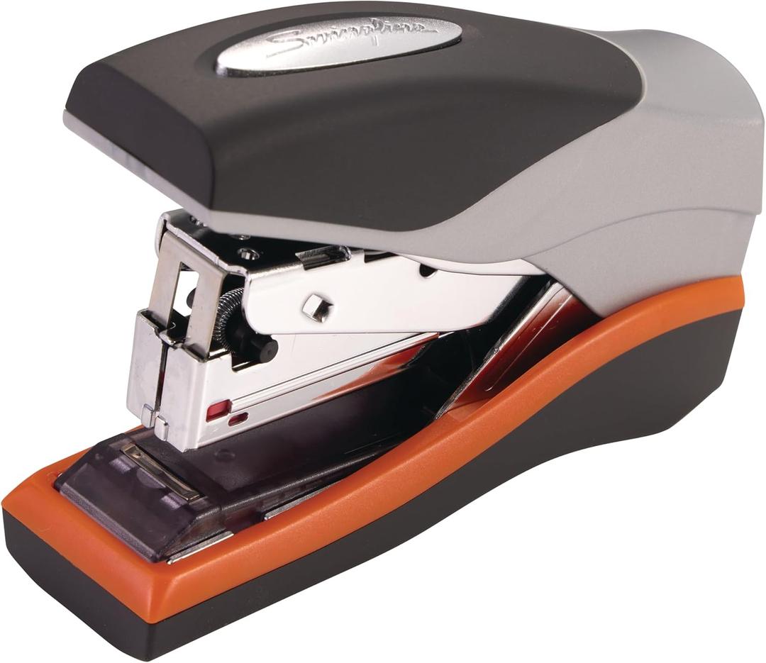 Swingline Stapler, 40 Sheet Capacity, Optima 40, Jam Free, Reduced Effort, Compact, Soft Grip, Metal, Orange, Silver and Black (87842) (Pack of 1)