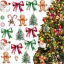 2 x Yookeer 36 Pcs Christmas Wood Ornaments Christmas Tree Santa Claus Candy Cane Gingerbread Man Bow Hanging Ornaments Vintage Farmhouse Xmas Decoration Tags with Rope Decor
