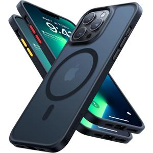 TORRAS Stronger Magnetic for iPhone 13 Pro Case, 12FT Military Grade Drop Tested, Compatible with MagSafe, Slim Protective Matte Silicone for iPhone 13 Pro Phone Case, Translucent Black (1 Translucent Black)