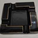 Cigar Ashtray Large Ceramic Cigarettes Ash Tray Black Cigars Ashtrays for Men Travel, Indoor, Outdoor, Patio, Home, Office, Gift